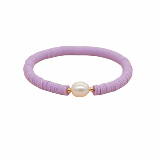 Violet Heishi Pearl Bracelet