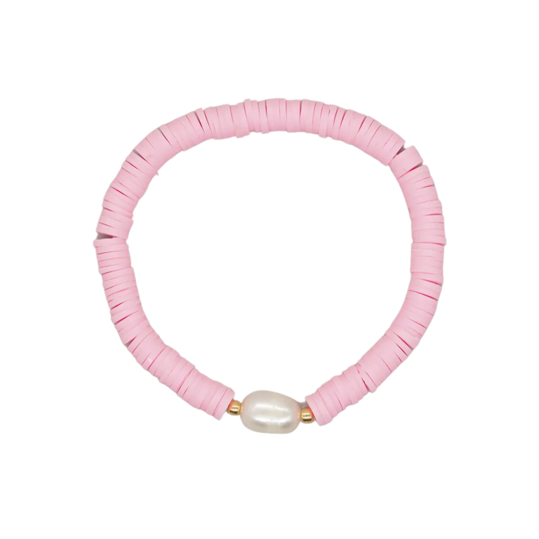 Soft Pink Heishi Pearl Bracelet
