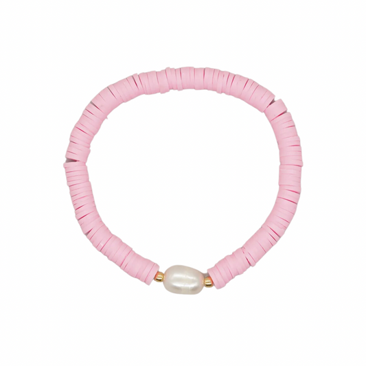 Soft Pink Heishi Pearl Bracelet