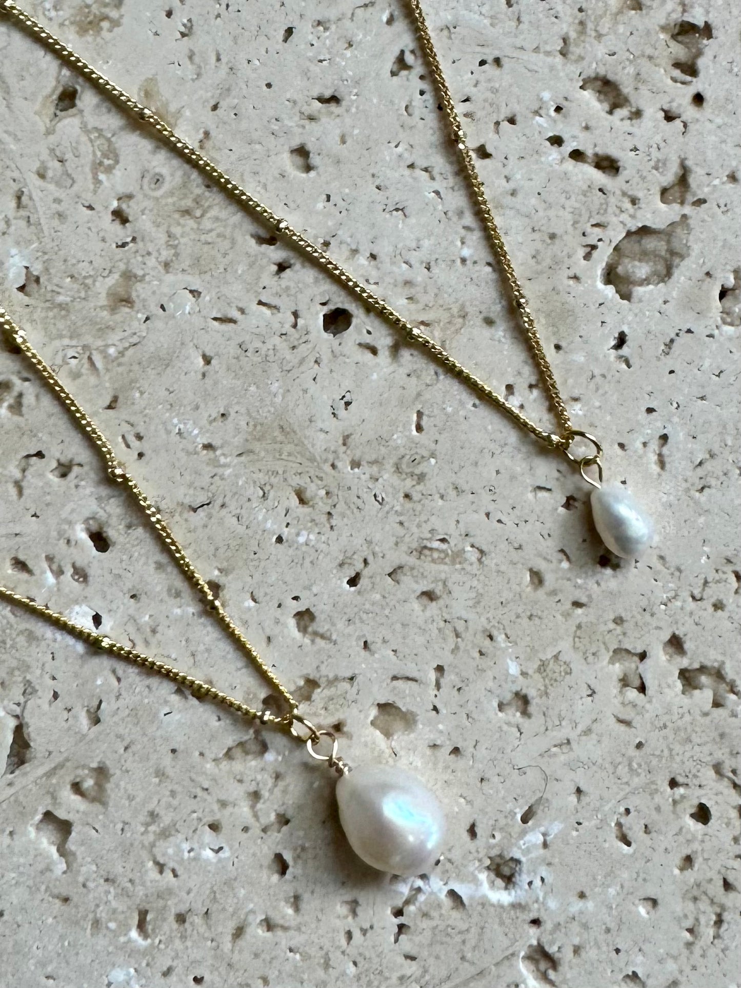 Pearl Drop with Beaded Gold Necklace