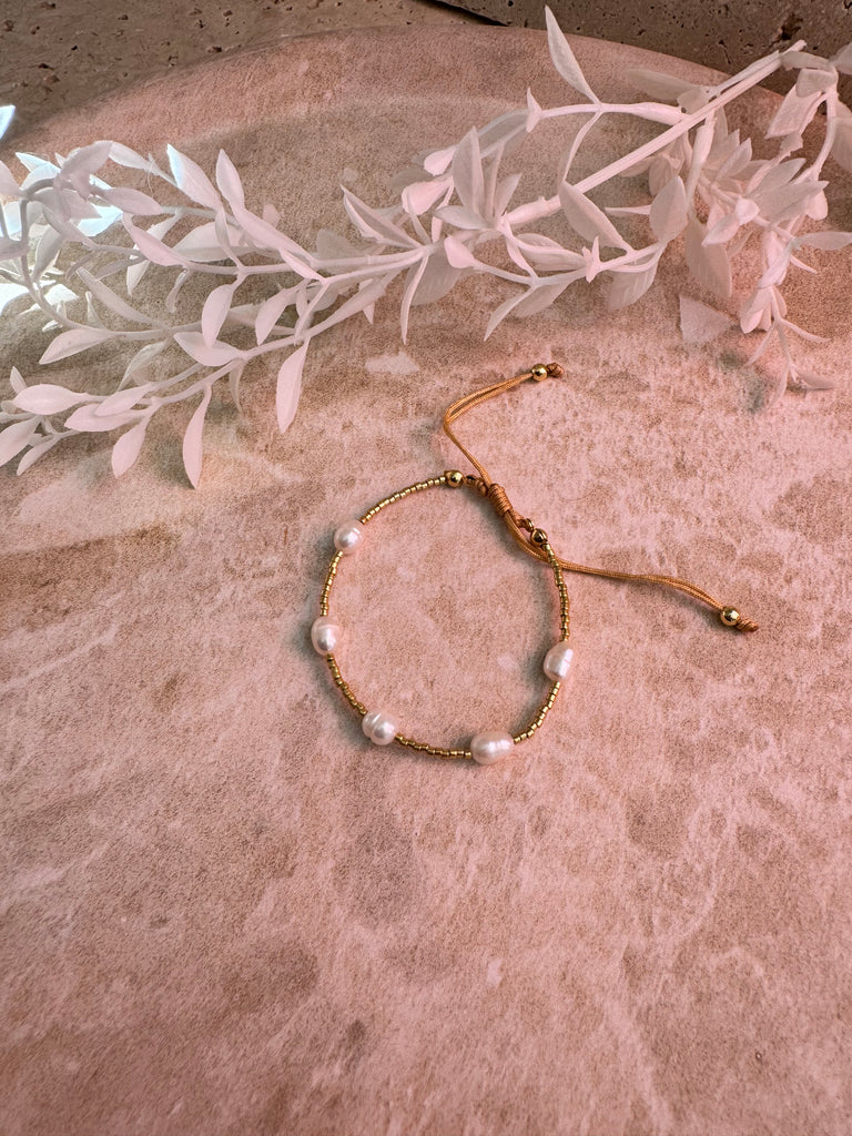 Golden Pearl Drop Bracelet