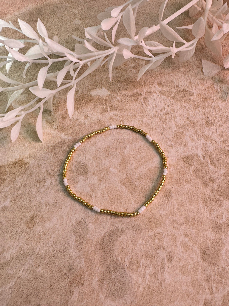 Gold and White Miyuki Beaded Bracelet