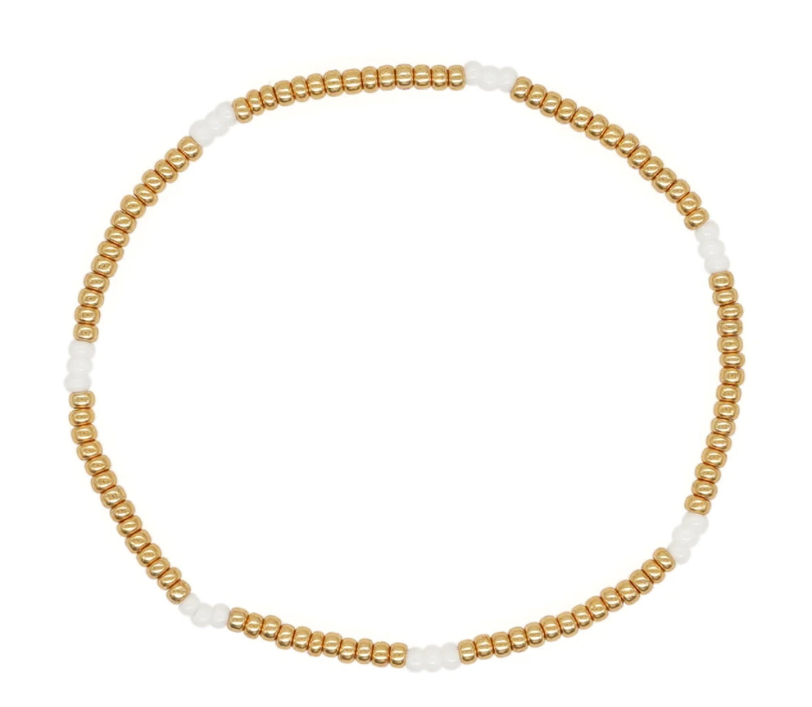 Gold and White Miyuki Beaded Bracelet