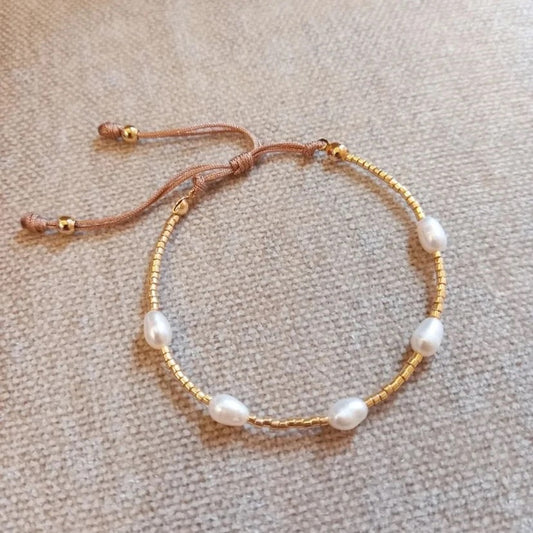 Golden Pearl Drop Bracelet