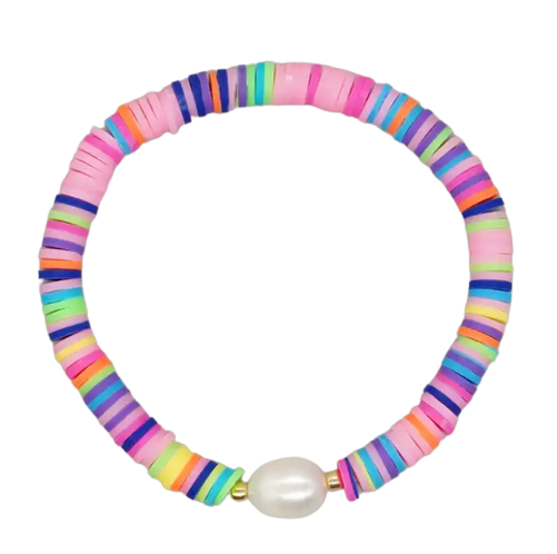 Electric Rainbow Heishi Pearl Bracelet