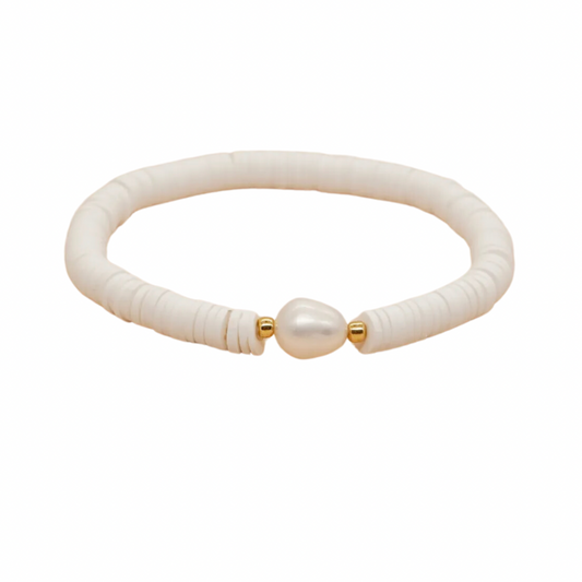 White Heishi Pearl Bracelet