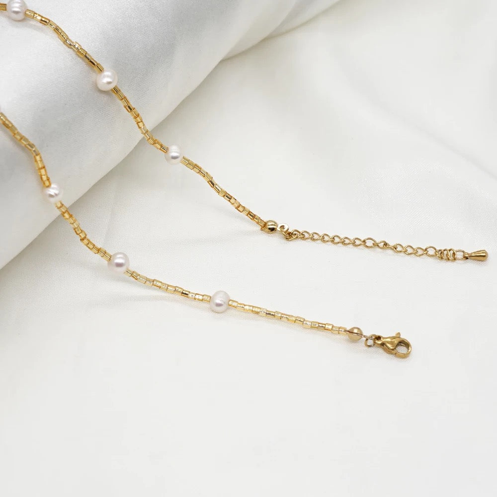Golden Hour Bohemian Pearl Necklace