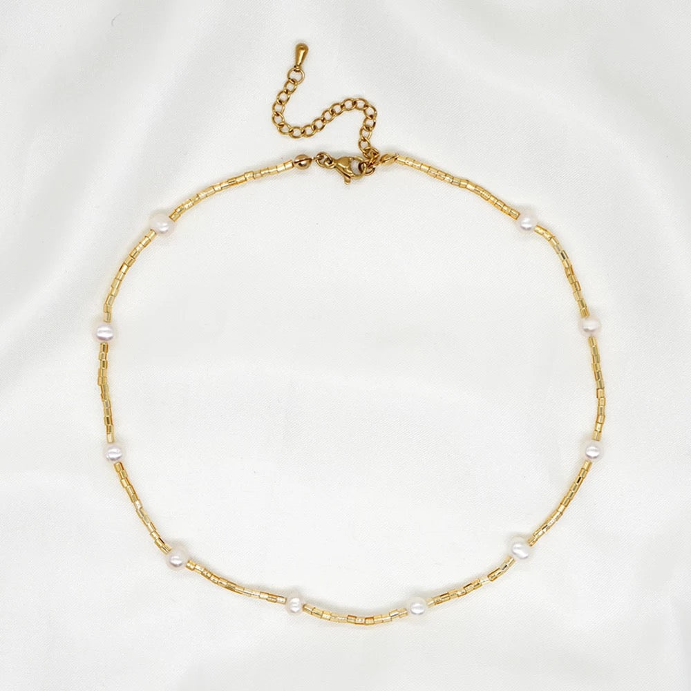 Golden Hour Bohemian Pearl Necklace